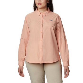 Columbia Coral Point Long Sleeve Woven Plus Size, Camisa Coral Claro Para Mujer | 240357-XZQ